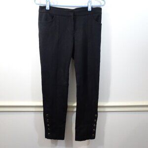 Cynthia Steffe Black Size 4 Dress Trousers Stretch Ponte Knit Snap Ankle Taper